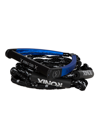 Ronix PU Syn. Bungee Surf Rope w/10 in handle w/25 ft 4 section rope- Blue